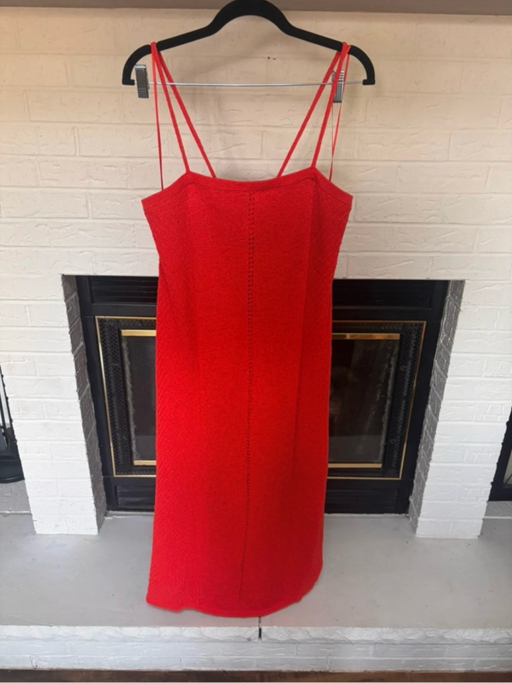 a new day Red Double-Strap Midi Knit Dress